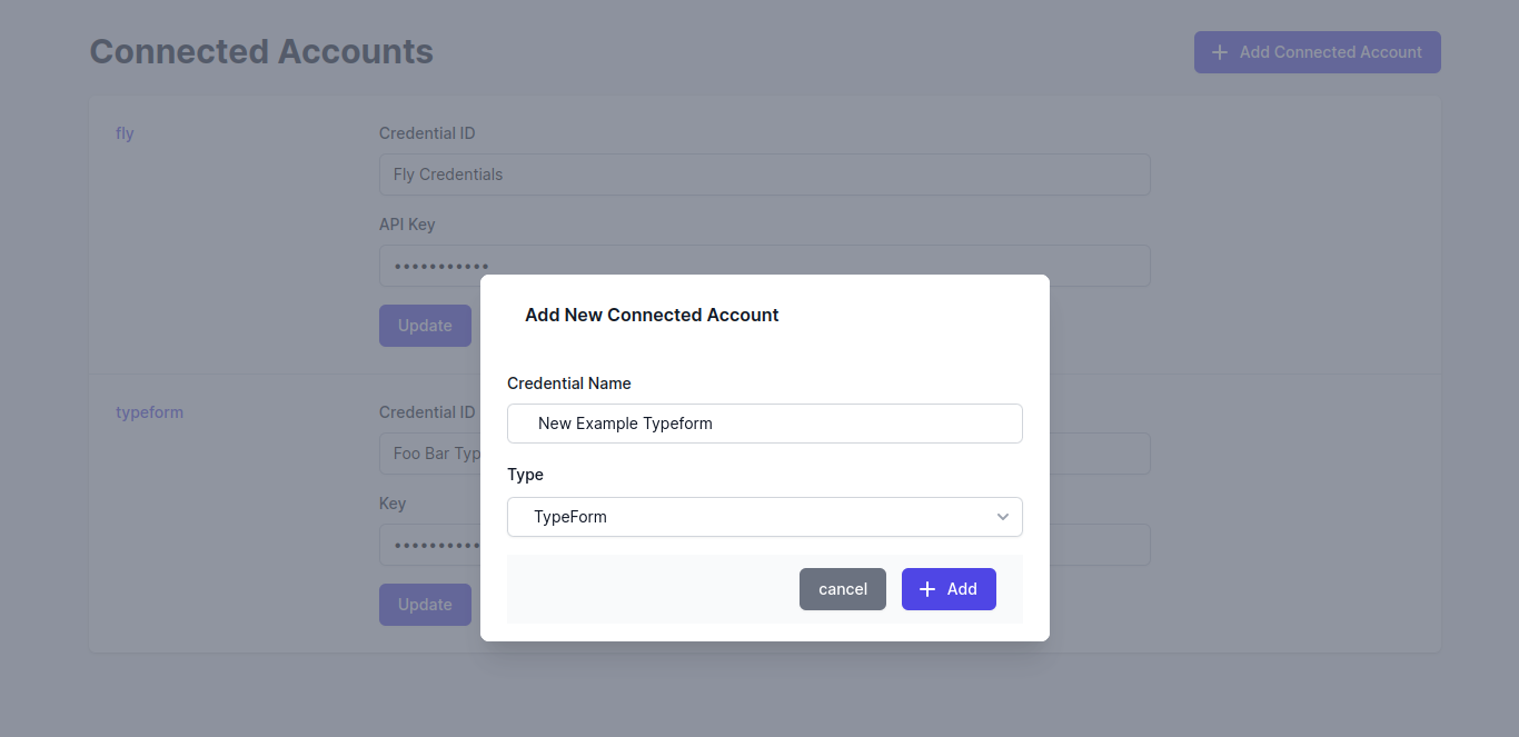 New Connected Account Modal